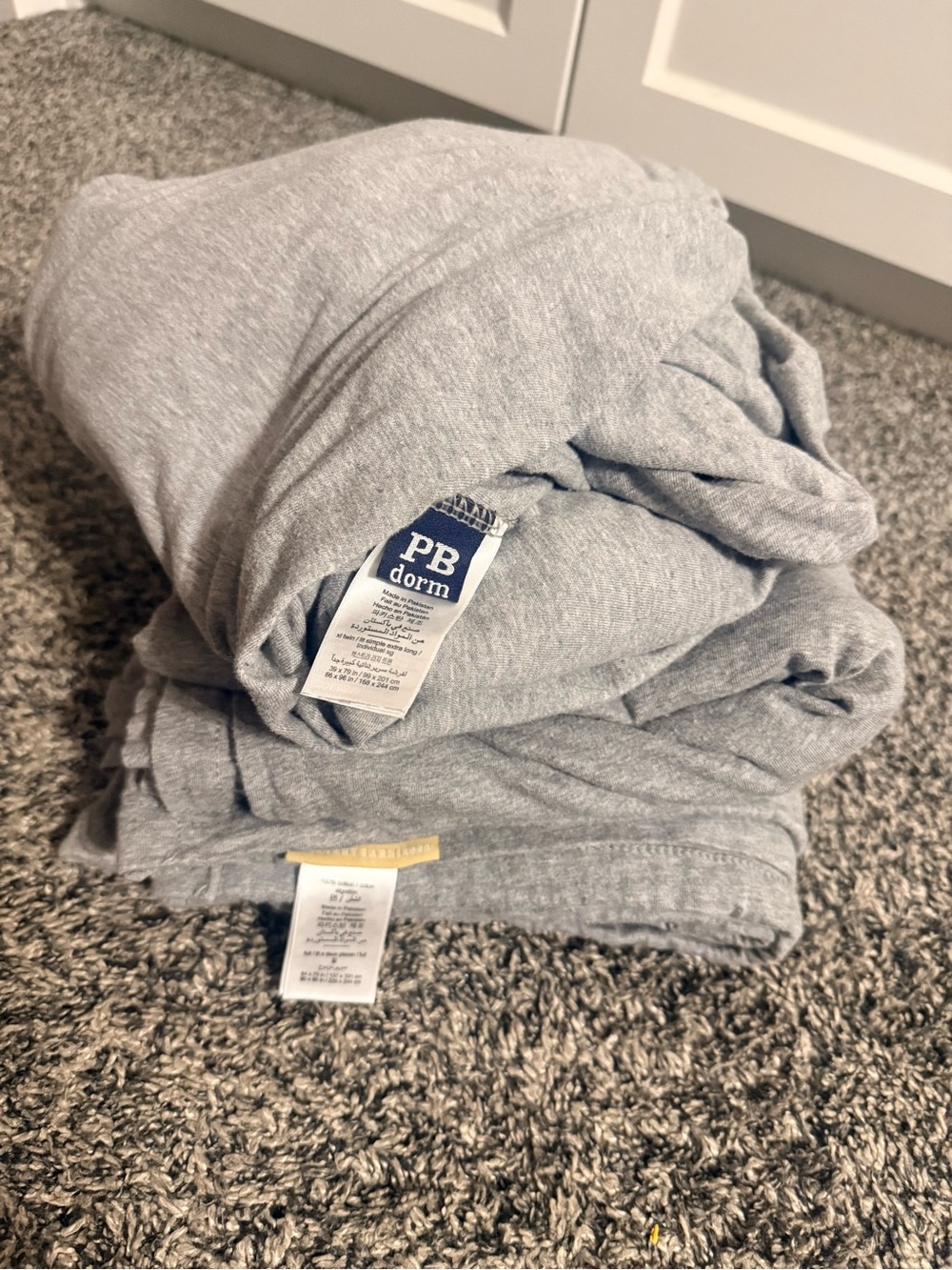 PB Dorm Pottery Barn Teen Gray Jersey Sheets Twin XL Fitted & Full Flat